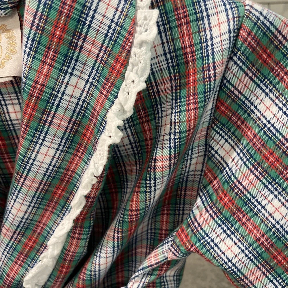 Beaufort Bonnet Robe Child Size 4T Blaylock Bath Eyelet Trim Plaid Blue Red